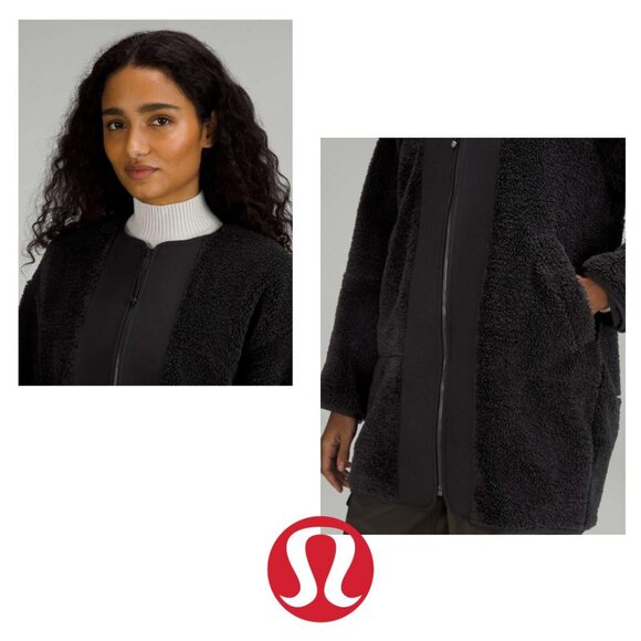 LULULEMON ATHLETICA Collarless Textured Fleece Full Zip Black 8 LL-10 - Picture 2 of 7